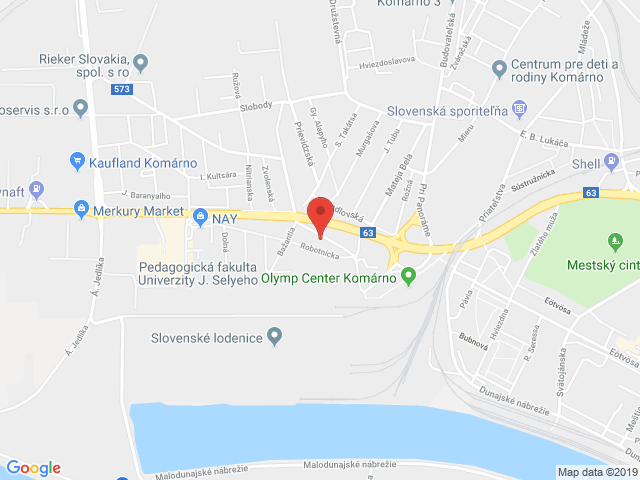 Google map: ul. Roĺníckej školy 10, Komárno